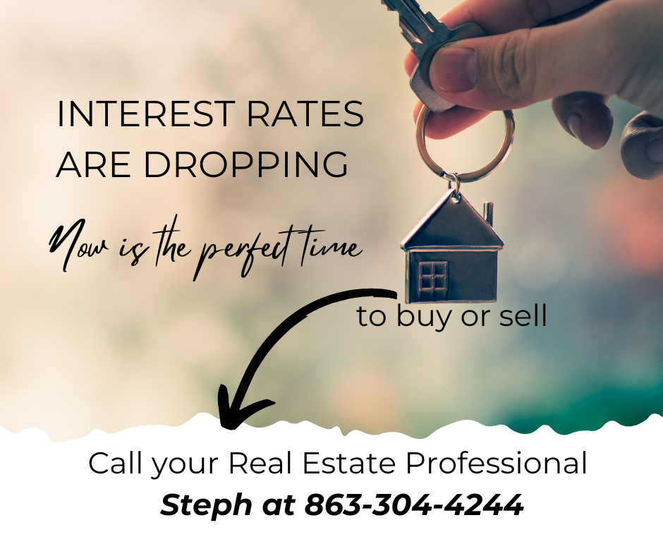 Dropping interest rates for homebuyers, "Selling your home with lower interest rates" Image 3: "Investing in real estate for passive income" Image 4: "Take advantage of dropping interest rates for mortgages"